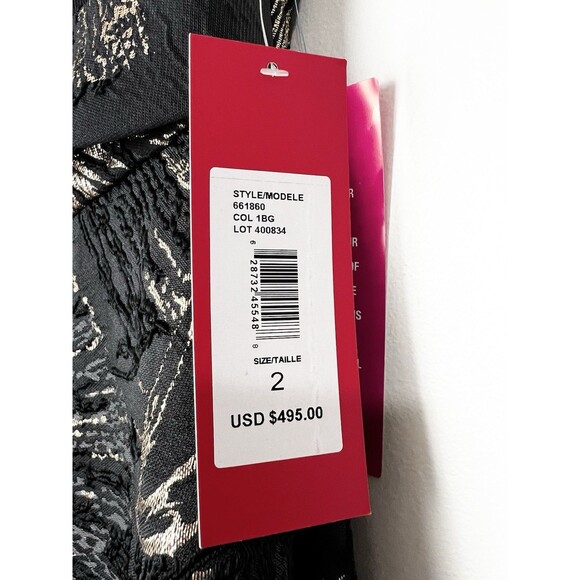 Carmen Marc Valvo Formal One Shoulder Gown Dress Black Gold Brocade NEW Sz 2 - Picture 7 of 13